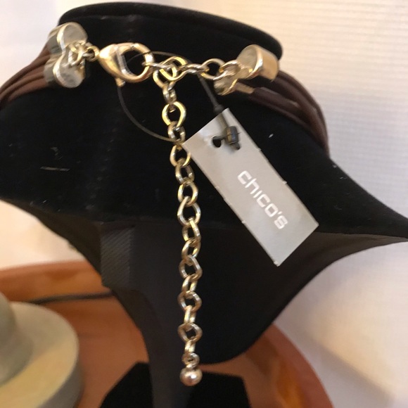 NWTChico’s Brown Faux Leather Necklace/Gold Accent - Picture 6 of 9
